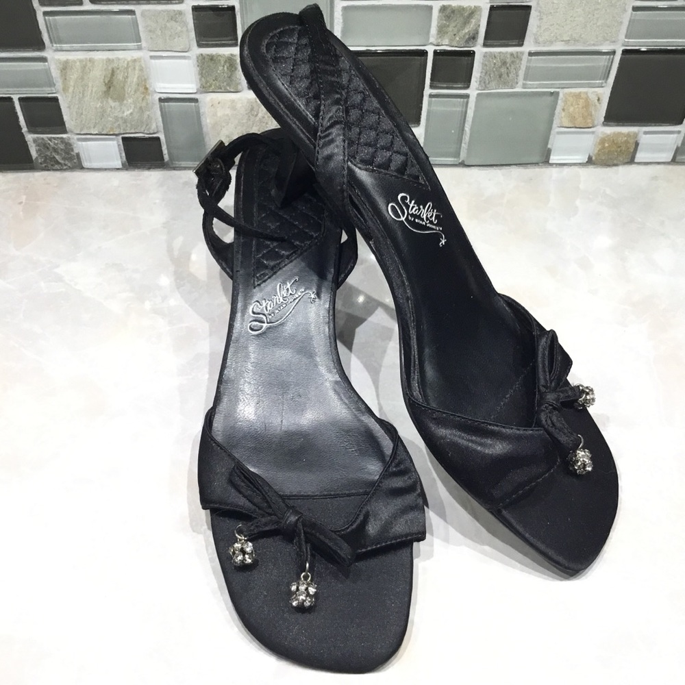 Starlet by Star Jones Black Slides Glitter accents